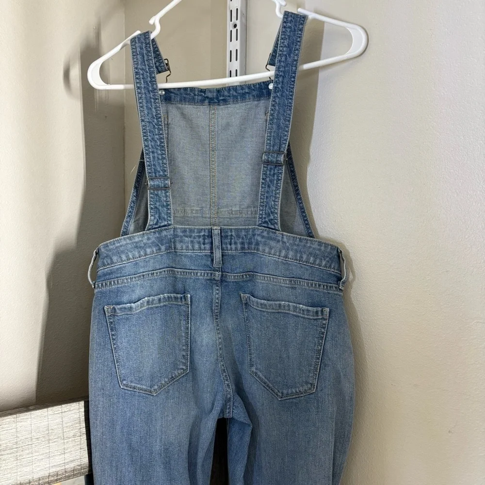 Arizona Jean Company Blue Distressed Denim Overalls